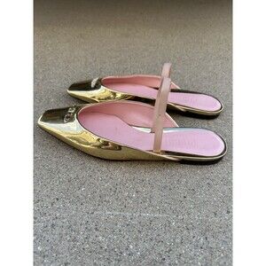 $695 Piferi Gold Drizella Crystal Embellished Flat Shoes 38.5 EU/8.5 US *READ*